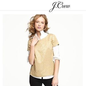 JCrew Metallic Foil Jacquard top